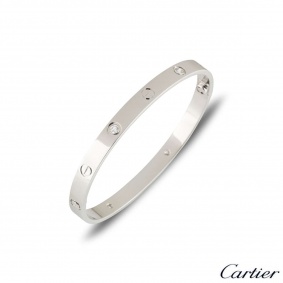 Cartier White Gold Half Diamond Love Bracelet?Size 17?B6035817 Cartier White Gold Half Diamond Love Bracelet?Size 17?B6035817